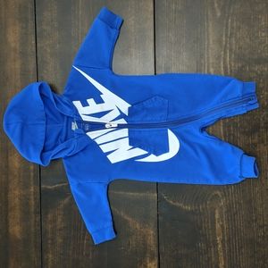 3mo Nike blue romper with hood